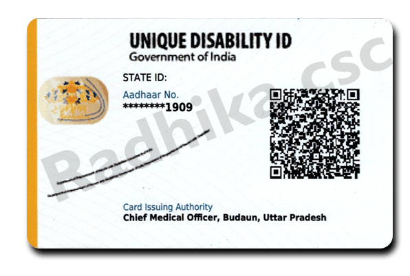 Unique Disability ID (UDID) PVC Card Print PVC card back side
