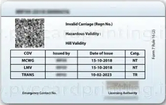 Driving Licence (DL) Pvc Card Print PVC card back side